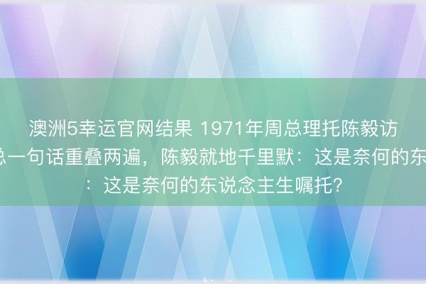 澳洲5幸运官网结果 1971年周总理托陈毅访问朱德，朱老总一句话重叠两遍，陈毅就地千里默：这是奈何的东说念主生嘱托？